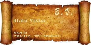 Blaho Viktor névjegykártya